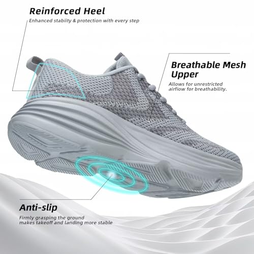Image of WJA Men's Non Slip Walking Shoes Lightweight Breathable Casual Running Shoes Fashion Sneakers Mesh Workout Sports Shoes