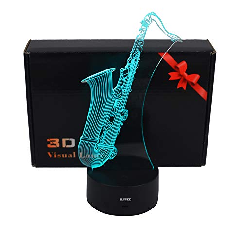 LLUUKK Visual 3D Night light SAX saxophone player toys Desk Lamp Table decoration