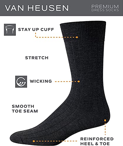 Van Heusen Mens Dress Socks - 14 Pack Soft Stretch Moisture Wicking Crew Socks for Men for Everyday Office Work Wear (6-12.5)3