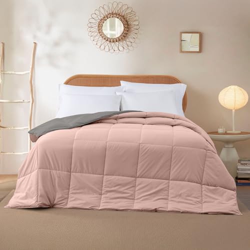 Image of Modern Threads Down Alternative Reversible Comforter Charcoal Gray /Blush King