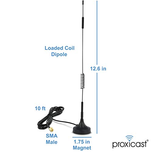 Image of Proxicast 6.5~8 dBi 4G /LTE External Magnetic Loaded Coil Antenna Compatible with Cisco, Cradlepoint, Netgear, Pepwave, MoFi, Digi, Sierra & other Routers & Modems with SMA Connectors (ANT-124-SMA-2PK)