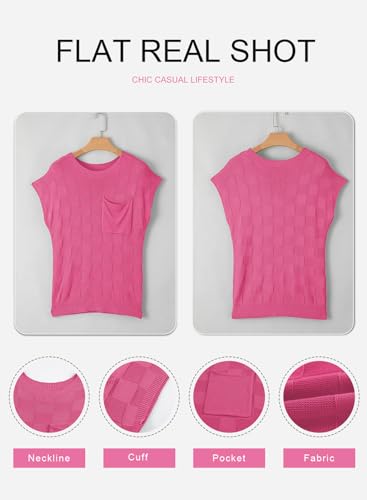Image of SHEWIN Womens Fall Tops for Women Casual Crewneck Short Sleeve Shirts Cap Sleeve Knit Sweater Vest Summer Tops