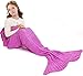 Jr.Hagrid Coperta per Coda a Sirena per Bambina, Sacco a Pelo per Sirena per Bambini, Coperta per Coda a Sirena Lavorata a Maglia a Mano, Regalo di Compleanno per Ragazza 3-8 Anni(Rosa)
