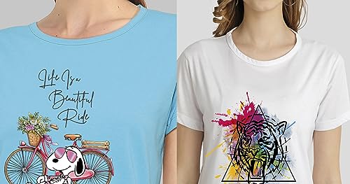 Image of Combo Women's T-Shirts, Cotton Half Sleeves Round-Neck Printed T-Shirt for Girls, & Women Tees (Pack of 2) 960-980-