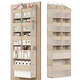 SONGMICS Tür-Organizer, 9 Fächer, Hängeregal, Hängeorganizer faltbar, Hängeaufbewahrung, 4 Metallhaken, Türregal, durchsichtig, sandbeige RDH009LF01