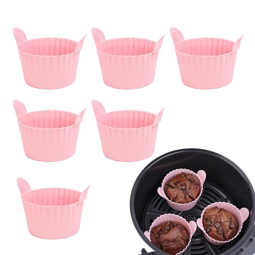 Yanayi Moule À Œufs Pour Airfryer,6 Pièces Accessoire Lavable Au Lave-Vaisselle - Moules À Muffins En Silicone | pour Mousses Brioches Cupcakes Puddings Boulettes de Viande et Sandwiches pour