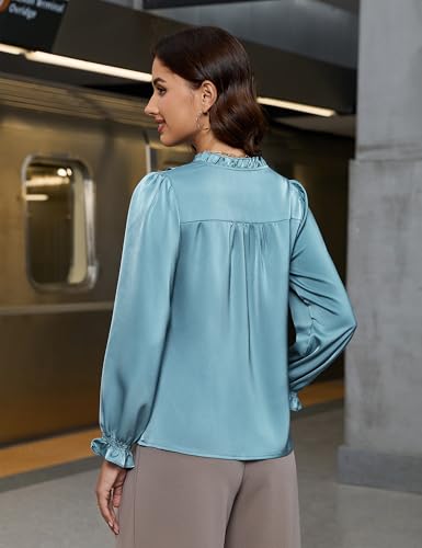 Blooming Jelly Womens Silk Button Down Shirts Dressy Business Casual Blouses Long Sleeve Fall Outifis 2025 Trendy4