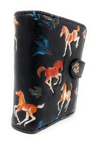 Shag Wear Horse Play Small Wallet for Women and Teen Girls Vegan Faux Leather Black 4.5"2
