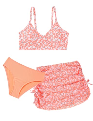 Maillot de bain 3 pièces bikini floral ado 9-16 ans avec jupe