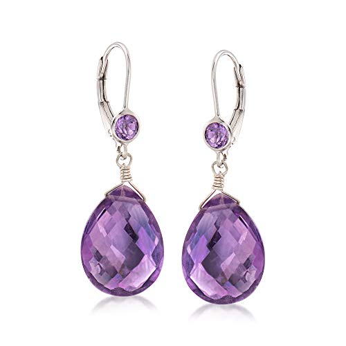 Ross-Simons 14.80 ct. t.w. Amethyst Drop Earrings in Sterling Silver