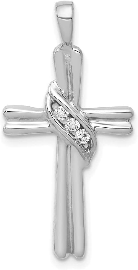 Diamond2Deal 10k or 14k Gold Natural Diamond Religious Crucifix Cross Pendant Fine Jewelry Gift for Women