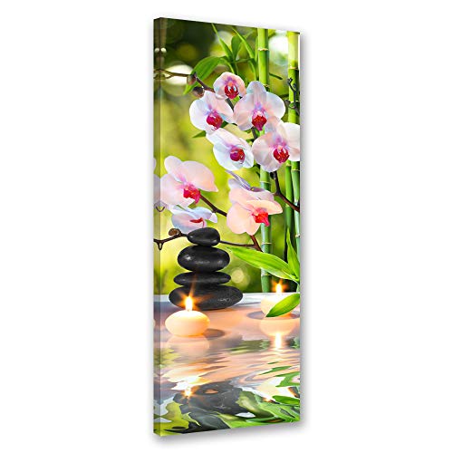 Toile rose Zen 25x70 cm pour illuminer un salon sombre avec un tableau mural artistique