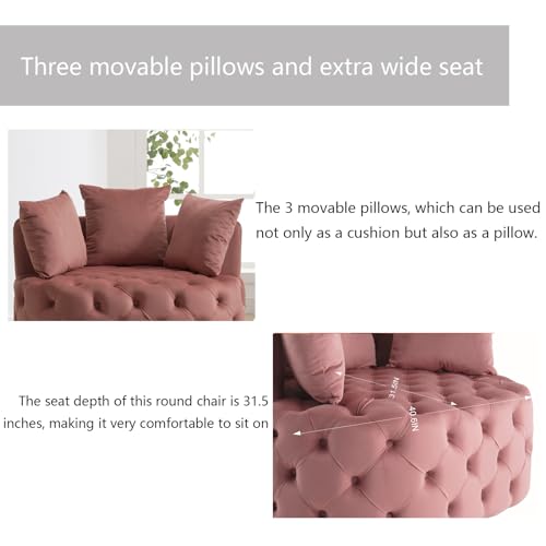 Sillón redondo terciopelo rosa moderno miniatura 4