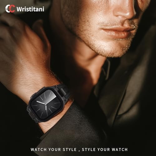 Image of Wristitani Leather Bands Compatible with Apple Watch Band 49mm 46mm 45mm 44mm for Men, Metal Connector & Genuine Leather Straps for iWatch Ultra3 /2 /1 SE3 /2 /1 Series 11 10 9 8 7 6 5 4 [NO Watch and Case]