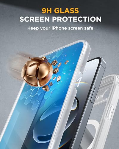 Image of Miracase for iPhone 17e Case & iPhone 16e Case, Full-Body Phone with Built-in Glass Screen Protector, [Magnetic with MagSafe] Military Drop Proof 17 E / 16 E Cover Bumper 6.1 inch, Matte Clear