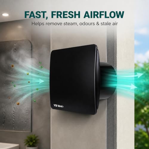 Image of 6 Inch Black Exhaust Fan for Bathroom, Kitchen & Office | 150mm Adjust Fan