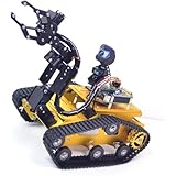 XiaoR GEEK スマート WiFi ロボットキット Raspberry Pi 5/4B/3B+ 用、ロボットアームタンクシャーシロボットカーキット 2DOF HD カメラプログラマブルセンサー付き Android/iOS アプリ PC によるプロジェクトリモートコントロール (Without RPi, Gold)