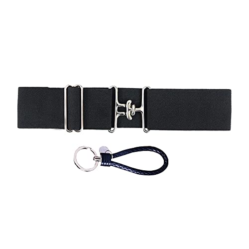 1.5-inch Elastic Equestrian Belt with Stretchable Waist Belt with Surcingle Buckle Horses Leather Key Strap Riding Belt for Horseback Equestrian Sports