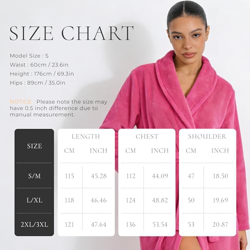 Image of HEARTNICE Womens Fleece Robes, Soft Plush Long Bathrobe, Thick Kimono Robes for Womens, Warm House Coat