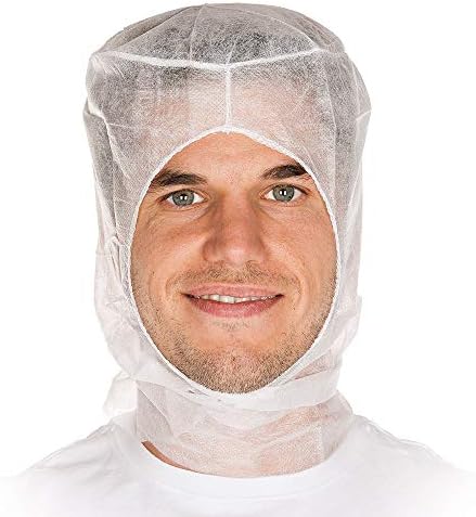AMZ Medical Supply White Protective Hoods One-Size, Polypropylene Nets for Head Pack of 100, Latex-Free Medical Hoods, Non-Woven Disposable Scrub Caps Hoods with Face Opening