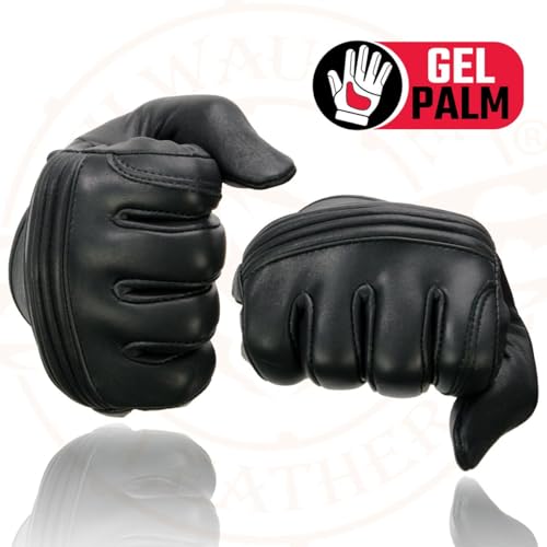 Image of Milwaukee Leather Men's Leather Motorcycle Gloves - Gel Padded Palm, Adjustable Wrist, Riding Gloves - X-Small