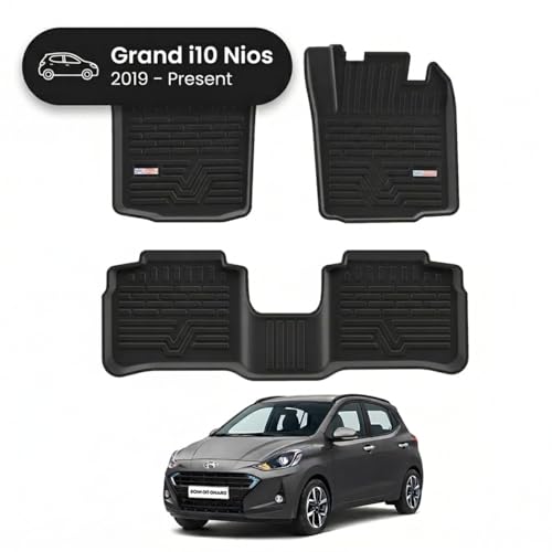 Image of 3D TPE Car Floor Mat for i10 Nios (2019 Onwards) Custom Fit, Heavy Duty & Anti-Slip i10 Nios Floor Mat | Easy to Clean, All Weather Resistant, Waterproof & Dustproof Car Foot Mat