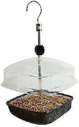 elitezotec New Hanging Mealworm Feeder Adjustable Roof Bird Feeder Food Watcher Garden Tree