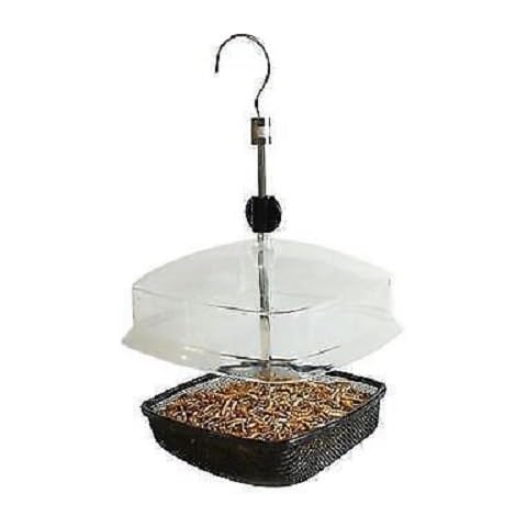 elitezotec New Hanging Mealworm Feeder Adjustable Roof Bird Feeder Food Watcher Garden Tree Cover