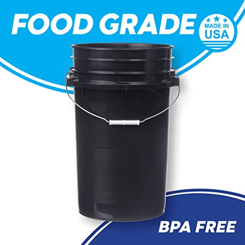 Hudson Exchange Premium 7 Gallon Bucket With Lid, Hdpe, Black #TOP1