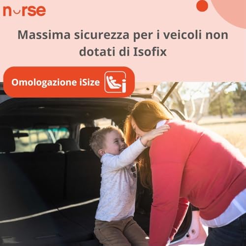 Nurse Traffic, Seggiolino Auto Isize, 40 A 150 Cm, 0 A 12 Anni, Senza Isofix, Ampia Reclinazione, 13 Posizioni Poggiatesta, Nero - 2