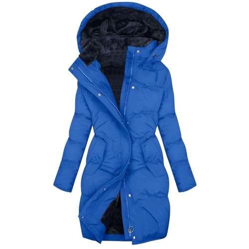 Generisch mantel Wintermantel Lang Warm Winterjacke Gefüttert Winter Parka Plüsch Thermal Fleecemantel Outdoor Plüschjacke Winterparka Steppjacke mit Fellkapuze steppjacke...