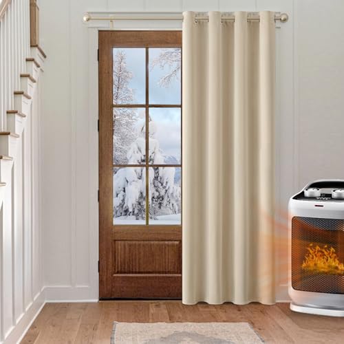 MIULEE Cortinas Salon Opacas Cortinas Dormitorio Modernas Cortinas Anti Luz, Habitacion Cortinas Termicas Aislantes Frio y Calor, Fuerte y Suave Ventana Cortinas Beige Claro 140x160cm (1 Piezas)