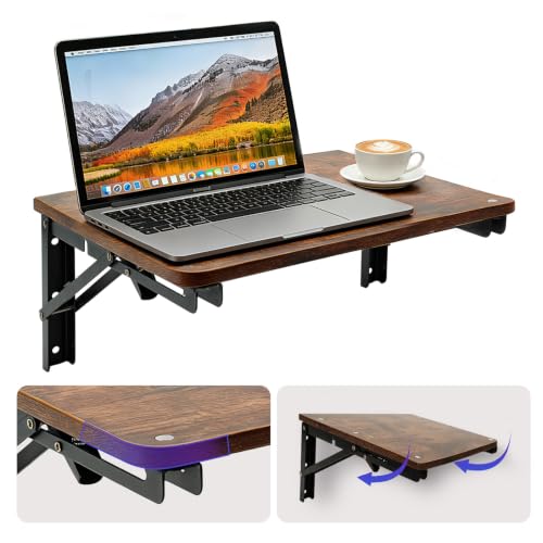 Wooden Folding Shelf Wall Mounted for Small Space Fold Down Desk for Home