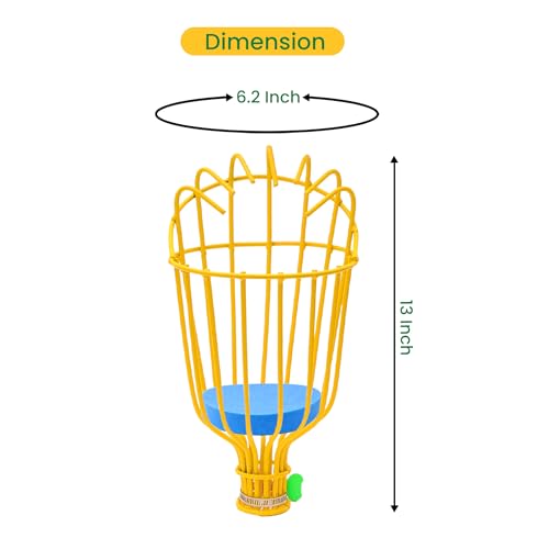 Image of Urban Plant Mango Plucker | Metal Fruit Picker Head | Yellow | with Sponge | Attaches to Any 1-Inch Pole | Rust-Proof Powder-Coated Iron (Pole Not Included)