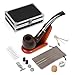 Joyoldelf Tobacco Smoking Pipe Set with Elegant Gift Case Packaging, Wind Cap Cover, Cleaning Brush, Reamer & 3-in-1 Pipe Scraper, Wood Stand Holder and Other Smoking Accessories