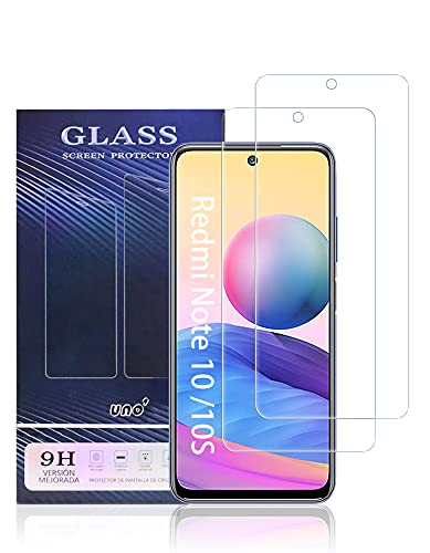 UNO' Protector pantalla cristal templado 2 Unidades compatible con Xiaomi Redmi Note 10, Note 10S, Note 10 5G, Vidrio Templado Ultra Resistent Sin Burbujas, 9H, Antiarañazos.