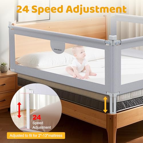 omzer Bed Rail for Toddlers - 3 Sides Safety Baby Bed Rail Guard with Child Lock, Infants Height Adjustment Queen Size Bed Rail for Toddlers,78.74"X78.74"X59" - Image 5