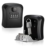 MENUY Cajetin Llaves con Codigo 4 Dígitos para Exterior, Caja Llaves de Seguridad en Aleación de Aluminio Impermeable con Candado Combinación para Puerta Principal Garaje Escuela Oficina
