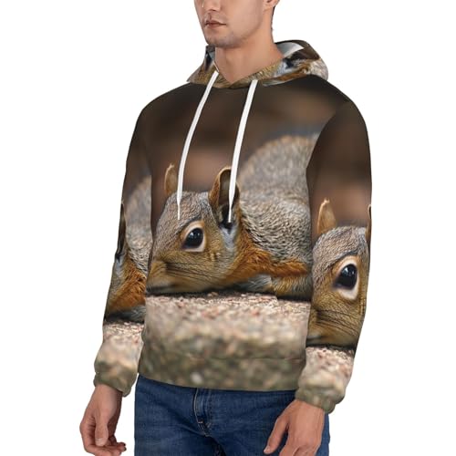 Men's Fleece Pullover Hoodie Long Sleeve Hooded Squirrel Just Laying Sweatshirt Casual Shirts With Pockets XX-Large Black3