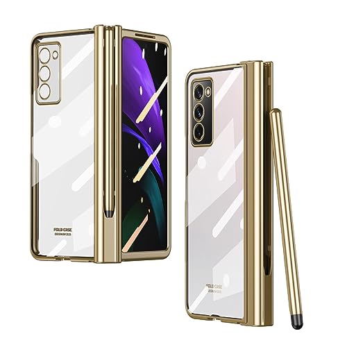 Coque Samsung Galaxy Z Fold 2 avec protège-écran béquille et porte-stylo PC antichoc Or