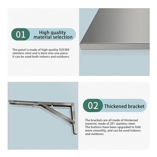 Table pliante murale en acier inoxydable 304 durable et design épuré - 5