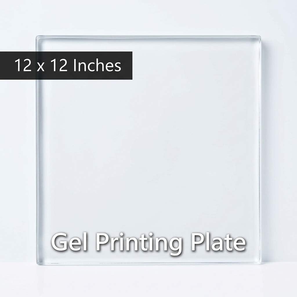 QWORK 12" x 12" Gel Printing Plate for Monoprinting, Reusable Plate for Printmaking, Card Making, Scrapbooking, Journaling, Fabric & Paper Crafts