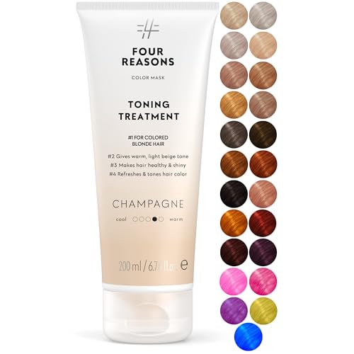Four Reasons Color Mask – Champagne Blonde - (27 Colors) Toning Treatment, Color Depositing Conditioner, Tone & Enhance Color-Treated Hair - Semi Permanent Hair Dye, Vegan and Cruelty-Free, 6.76 fl oz