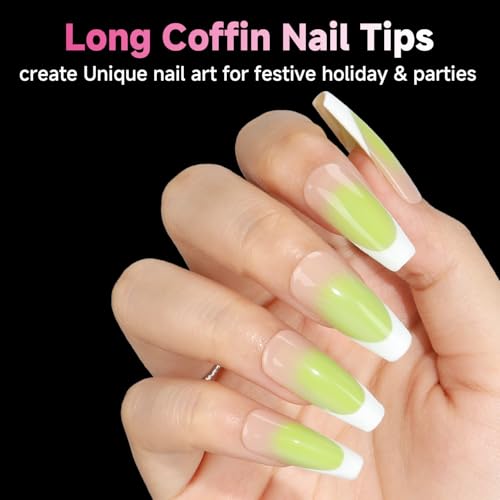 Image of UNA GELLA Long Coffin Nail Tips 312PCS Gel Nail Tips Coffin Pre-Shape