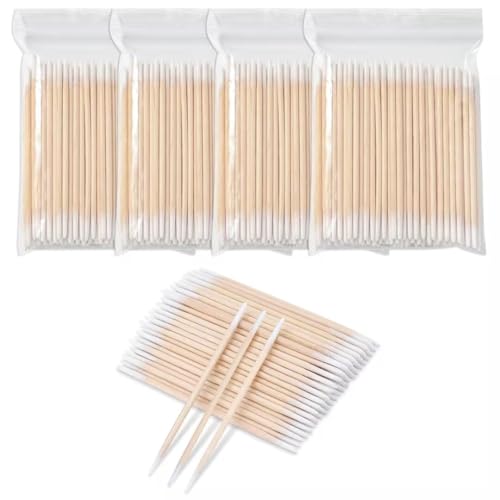 Lot de 400 cotons-tiges en bois à double pointe pour tatouage, manche en bois, sourcils, eye-liner, beauté, maquillage, ongles (7 cm)