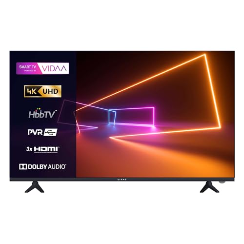 KIANO Elegance 43" Smart TV VIDAA, DLED, 4K UHD 3840×2160, Dolby Digital Plus, PVR USB, WiFi, 3 × HDMI, 2 × USB, DVB-T2/S2/C, bez ramek, telewizor 43 cale