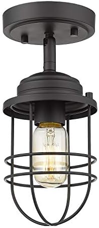 Golden Lighting 9808-SF BLK Seaport Semi-Flush/Pendant, 1 Light, Matte Black
