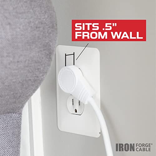 2 Pack of 3 Ft Rotating Flat Plug Extension Cords - 16/3 SJT Durable White Electrical Cable, 13 AMP by IRON FORGE CABLE - Used condition - Image 7