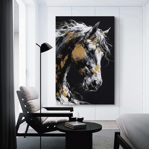 Tableau Sur Toile Golden Horse Portrait Pour Sublimer Un Mur Vide 50x75cm