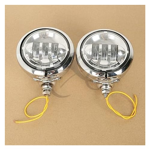 4.5 Fog Passing Lights W/Housing Bucket Compatible with Harley Touring Electra Glide FLHT FLHT Motorcycle(Chrome)